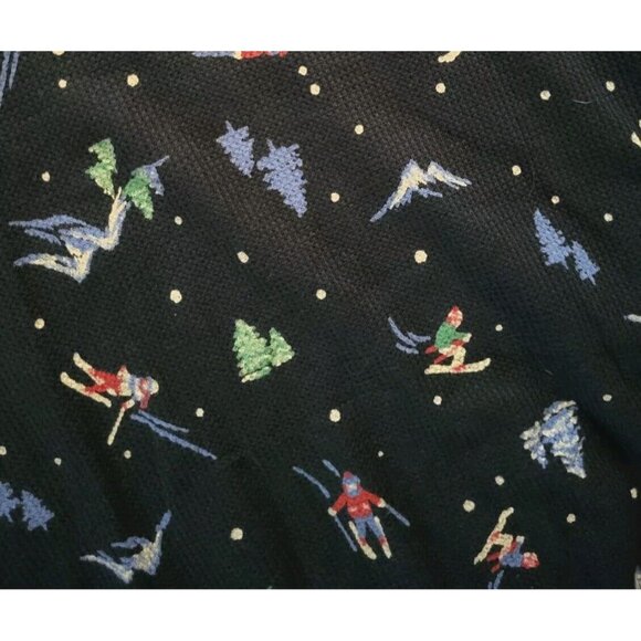 New Navy Blue Skiing Print 2 Pc Waffle Knit Pajamas Simple Pleasures 3X - Picture 5 of 7